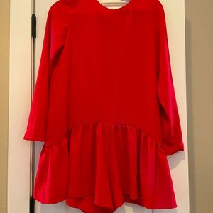 Zara babydoll style red long sleeve dress